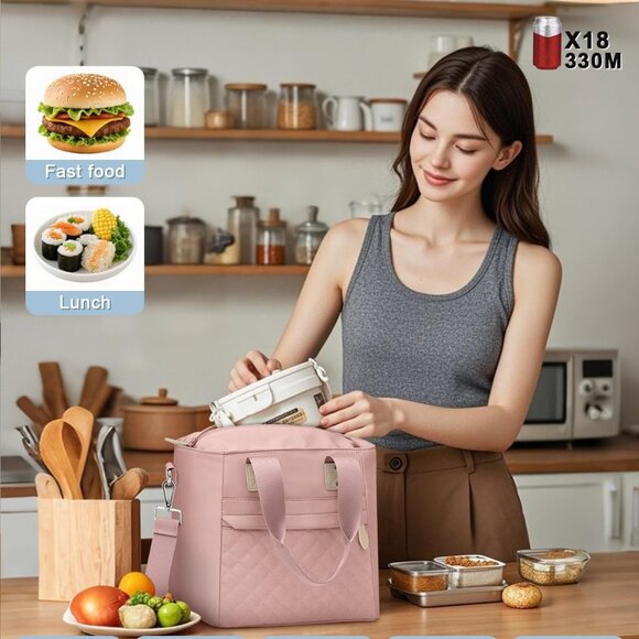 Insulated Lunch Box for Women & Men - Large Thermal Lunch Bag Women with Removab - Picture 3 of 7
